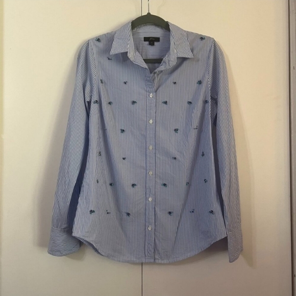 J. Crew Embellished Slim Fit Perfect Shirt Sz 6 - Picture 6 of 10